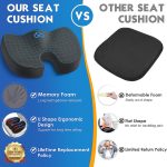 TushGuard Seat Cushion for Office Chair Memory Foam Non-Slip Desk Chair Cushion Back, Coccyx, Sciatica, Tailbone Pain Relief Butt Pillow for Office Chair, Car, Wheelchair, Black - Image 3